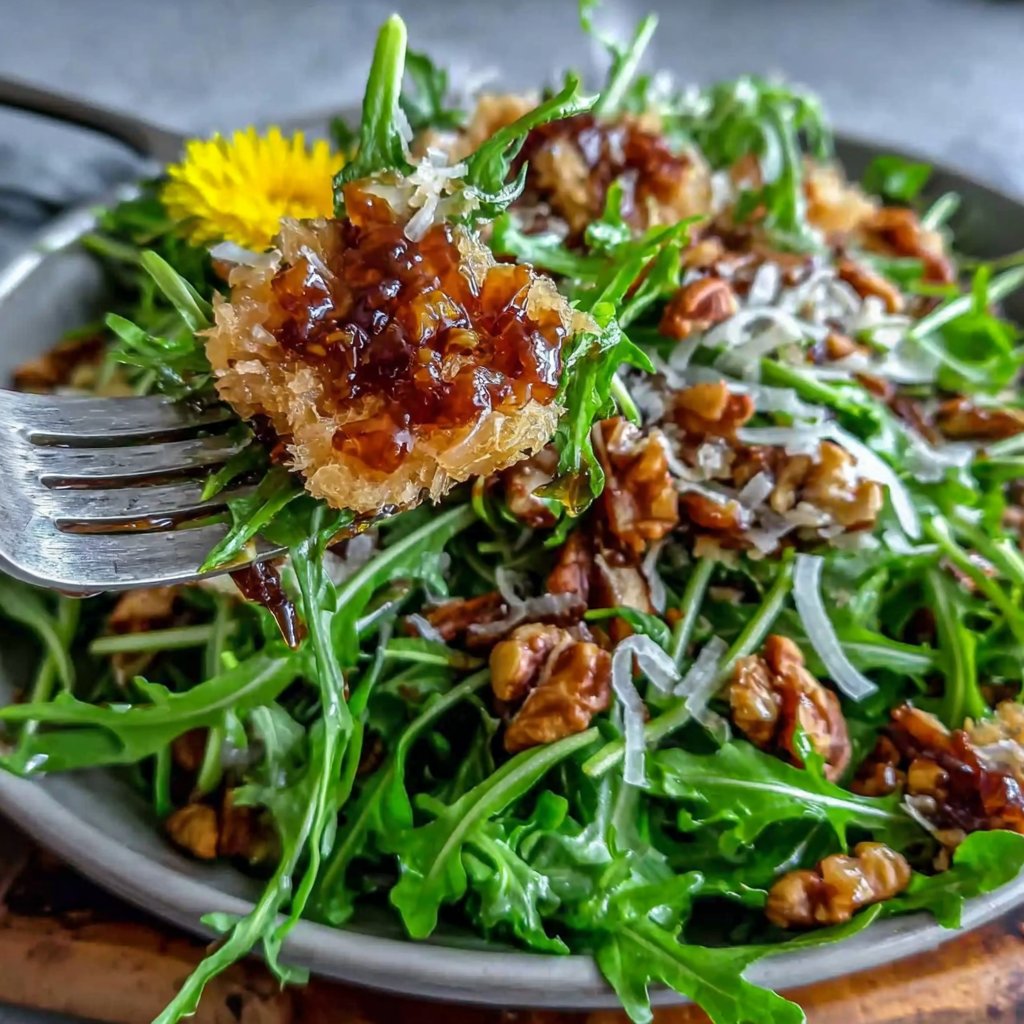 Dandelion Flower Salad with Balsamic