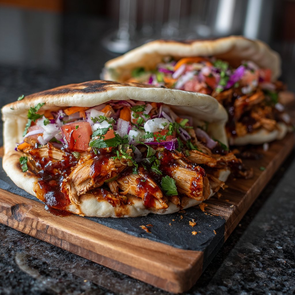 Spicy BBQ Chicken Pita Wraps