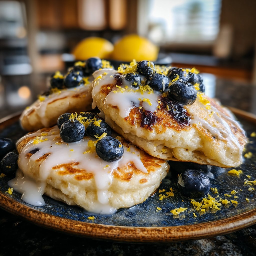 Lemon Blueberry Protein Pancakes